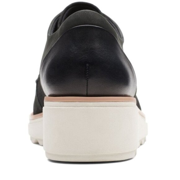 Clarks Sharon Crystal Leather Laces Comfort Soft Wedge Shoes Sneakers Oxford 7.5 - Picture 12 of 13